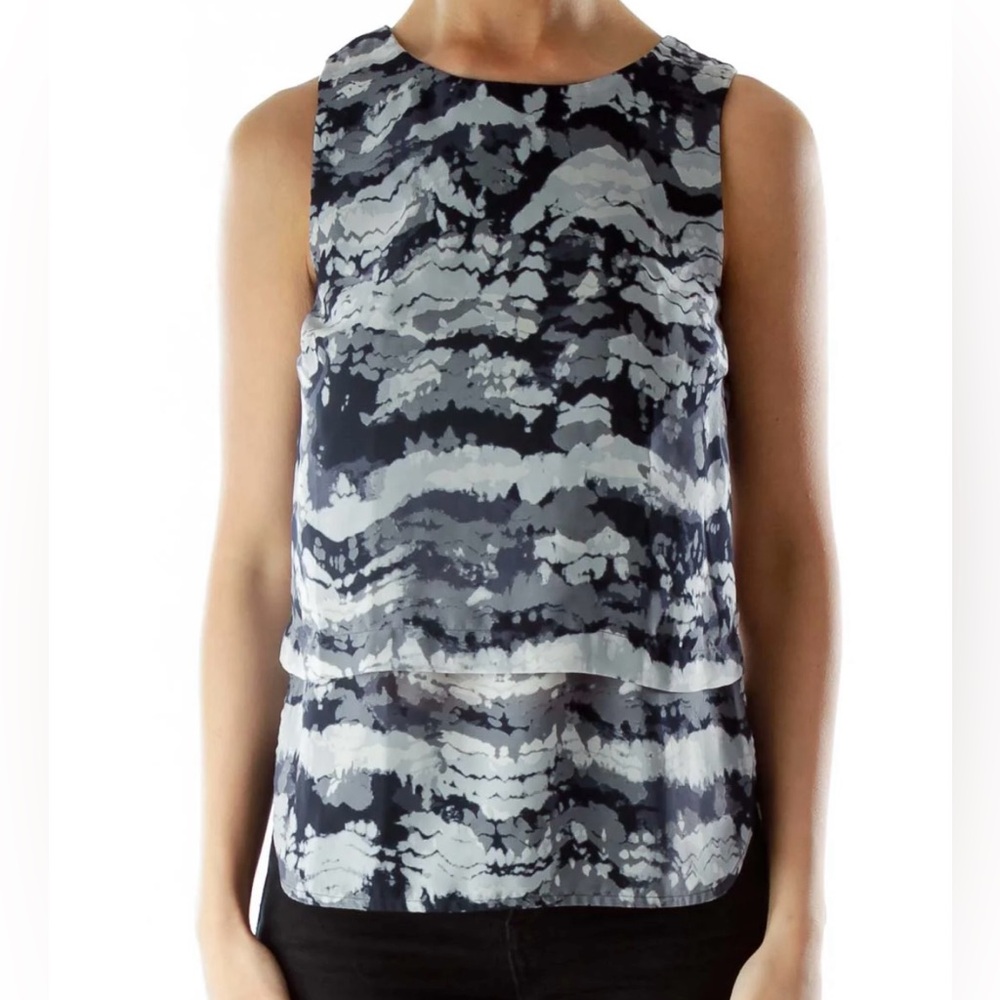 BANANA REPUBLIC Petite Lightweight Sleeveless Blue Layered Tank | Size 2P